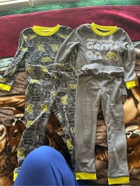 Freestyle Kids Gray and Yellow Game On Pajama Set - 2pc